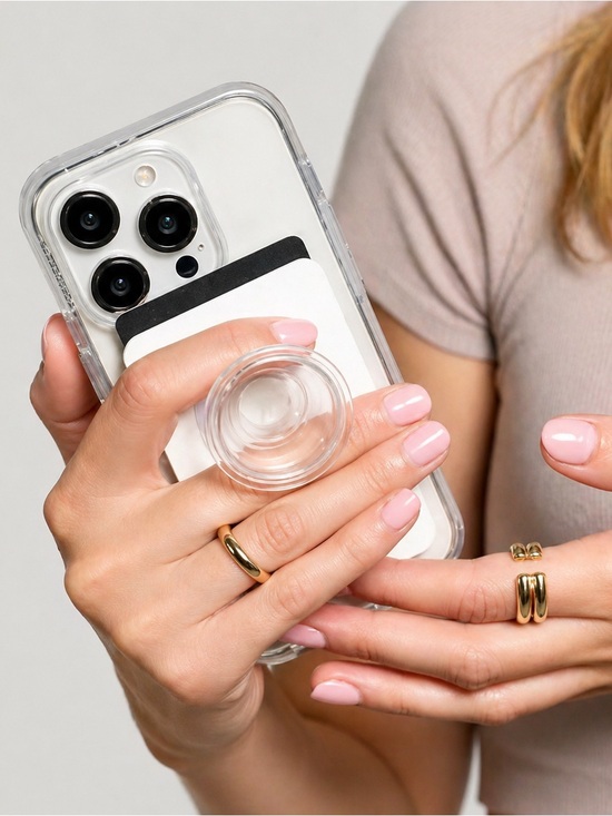 PopSocket Other - White Phone Case with Card Holder and Grip